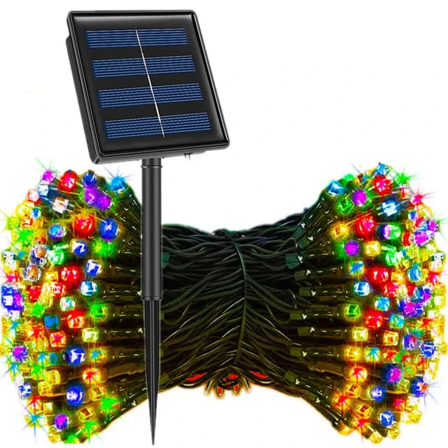 LUCES LED CON PANEL SOLAR X 10 METROS - CON ENCENDIDO Y APAGADO AUTOMATICO