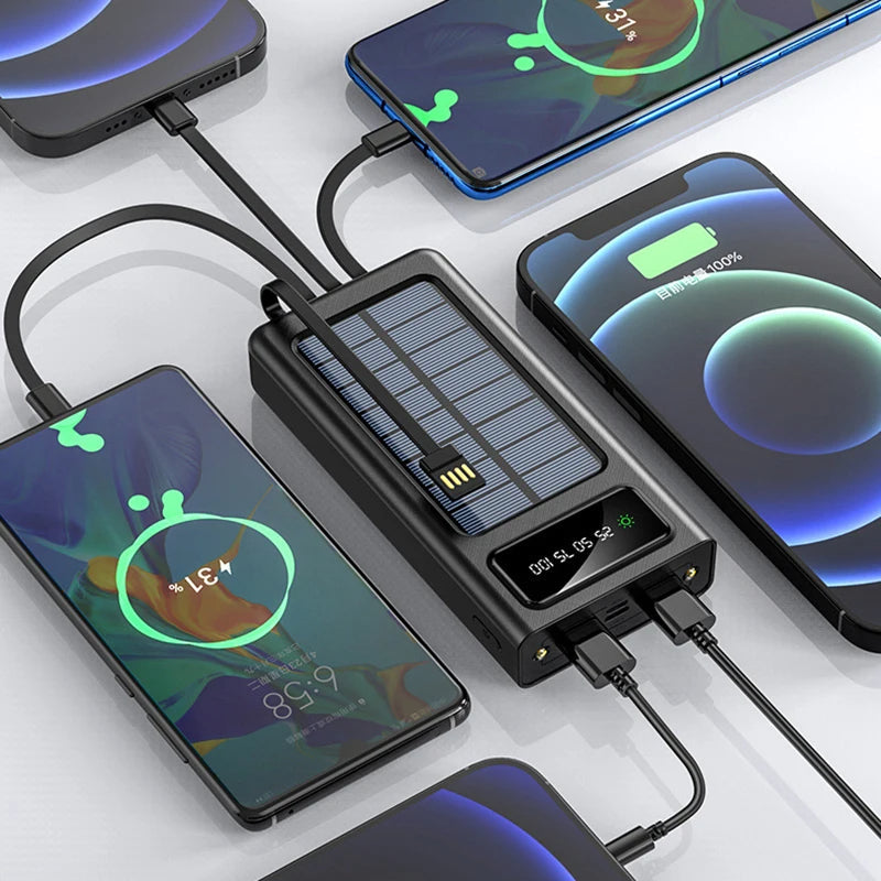 CARGADOR PORTATIL Power Bank SOLAR 4 EN 1 |18000 mAh + Linterna + Panel Solar