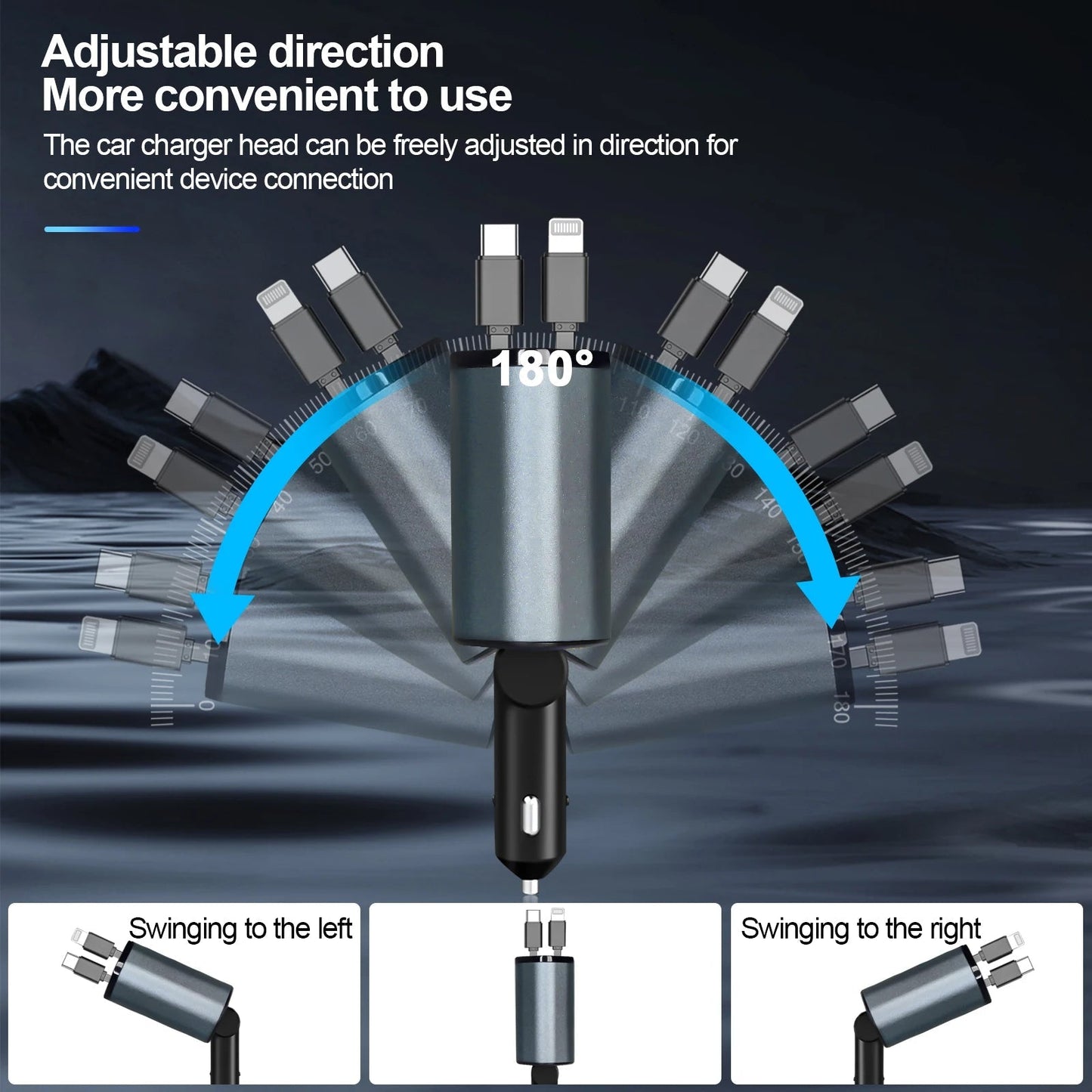 CARGADOR RETRACTIL 4 EN 1 DE 120W CON CARGA RAPIDA