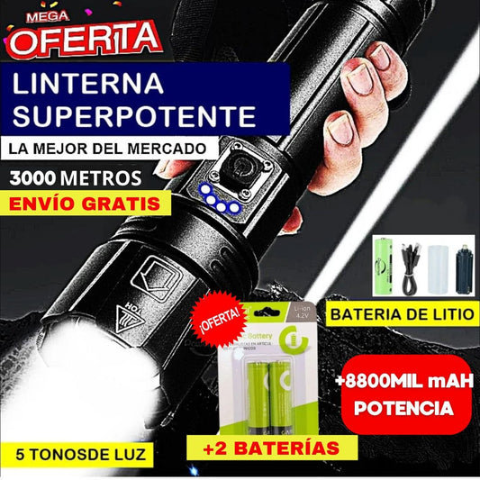 LINTERNA CON ZOOM TELESCÓPICO POTENTE + 2 BATERÍAS 🔋 🔦💡 | OFERTA